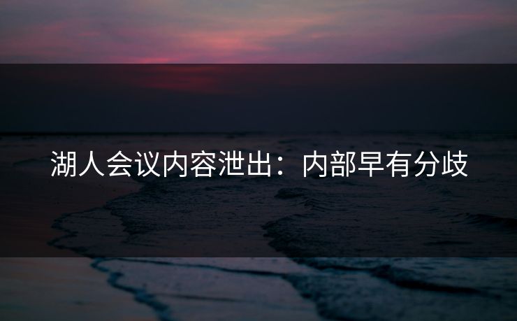 湖人会议内容泄出：内部早有分歧