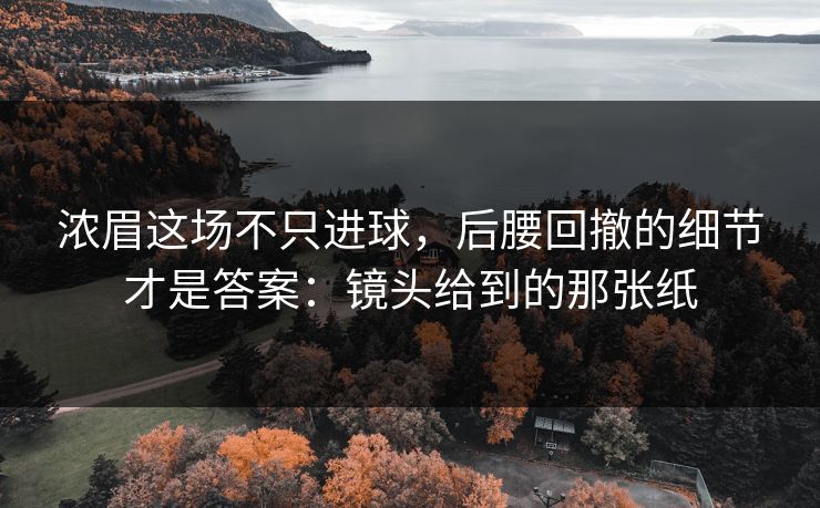 浓眉这场不只进球，后腰回撤的细节才是答案：镜头给到的那张纸